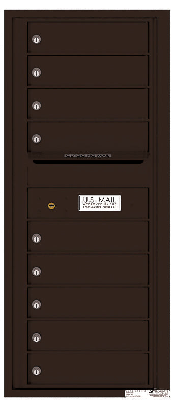 Versatile Front Loading Single Column Commercial Mailbox with 9 Tenant Doors-Dark Bronze (DB)