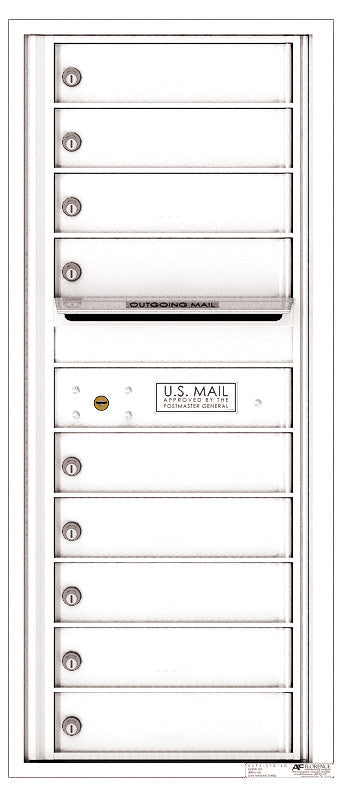 Versatile Front Loading Single Column Commercial Mailbox with 9 Tenant Doors-White (WH)