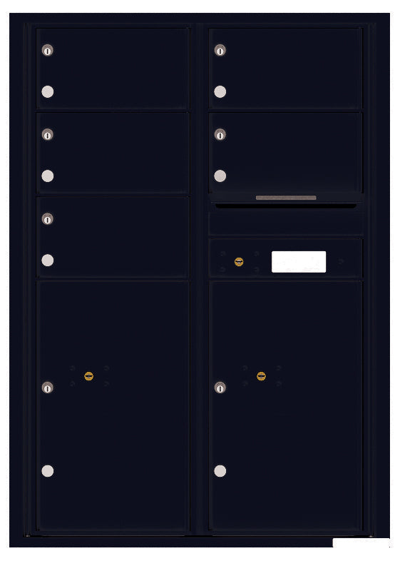 Versatile Front Loading Commercial Mailbox with 5 Tenant Doors and 2 Parcel Lockers - Double Column-Black (BK)