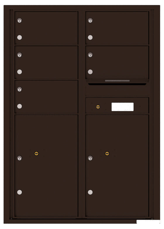 Versatile Front Loading Commercial Mailbox with 5 Tenant Doors and 2 Parcel Lockers - Double Column-Dark Bronze (DB)