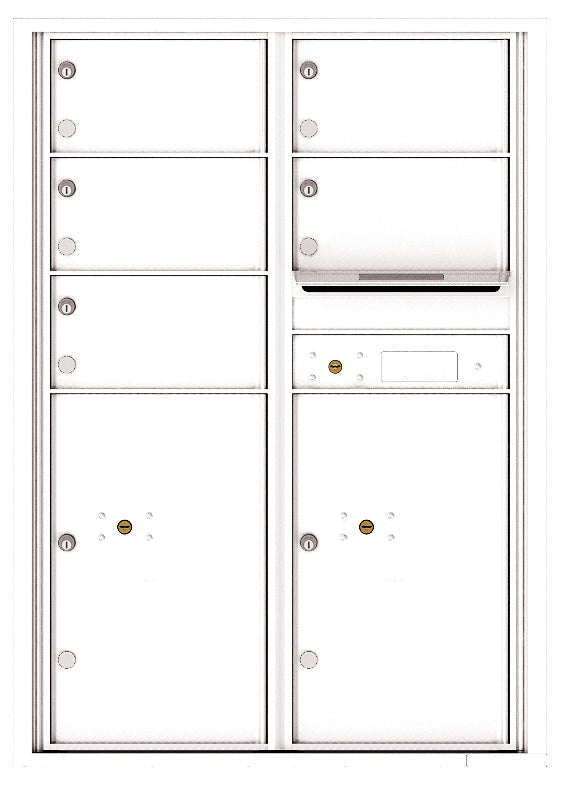 Versatile Front Loading Commercial Mailbox with 5 Tenant Doors and 2 Parcel Lockers - Double Column-White (WH)