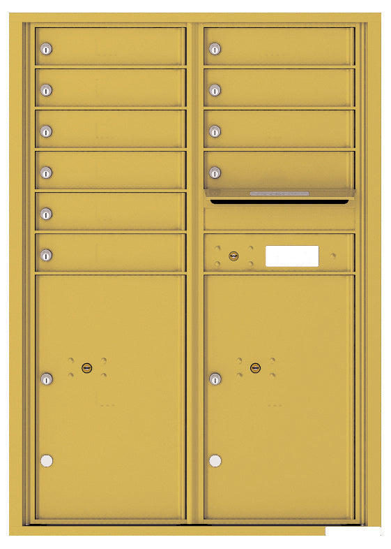 Versatile Front Loading Commercial Mailbox with 10 Tenant Doors and 2 Parcel Lockers - Double Column-Gold Speck (GS)