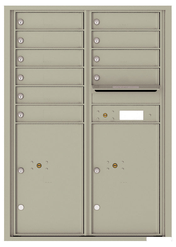 Versatile Front Loading Commercial Mailbox with 10 Tenant Doors and 2 Parcel Lockers - Double Column-Postal Grey (PG)