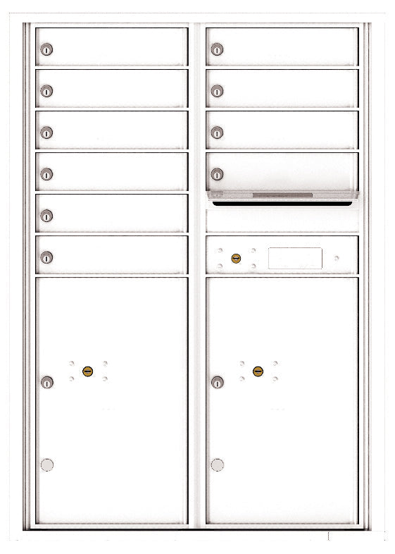 Versatile Front Loading Commercial Mailbox with 10 Tenant Doors and 2 Parcel Lockers - Double Column-White (WH)