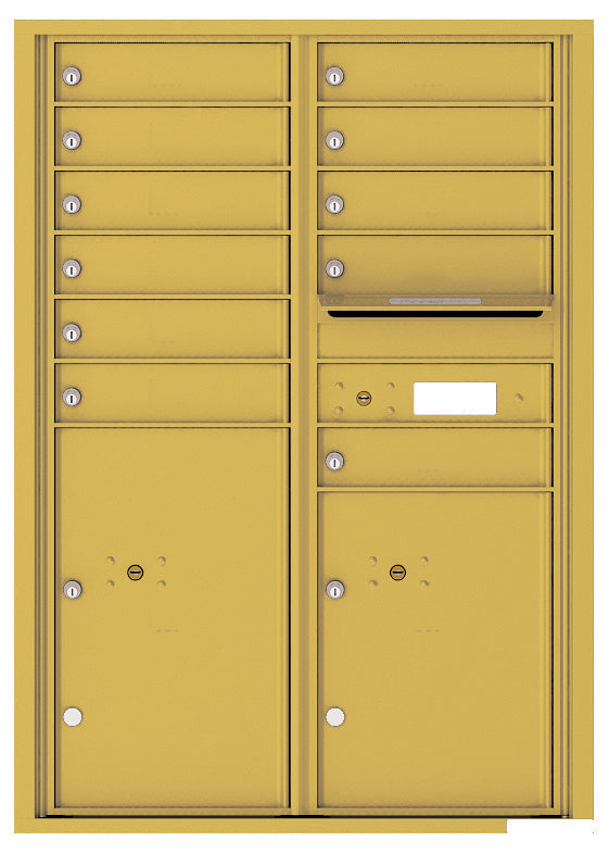 Versatile Front Loading Commercial Mailbox with 11 Tenant Doors and 2 Parcel Lockers - Double Column-Gold Speck (GS)