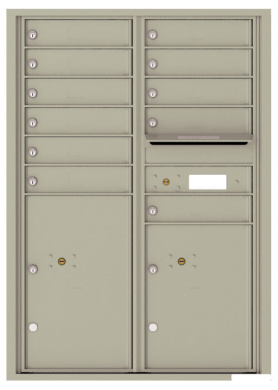 Versatile Front Loading Commercial Mailbox with 11 Tenant Doors and 2 Parcel Lockers - Double Column-Postal Grey (PG)