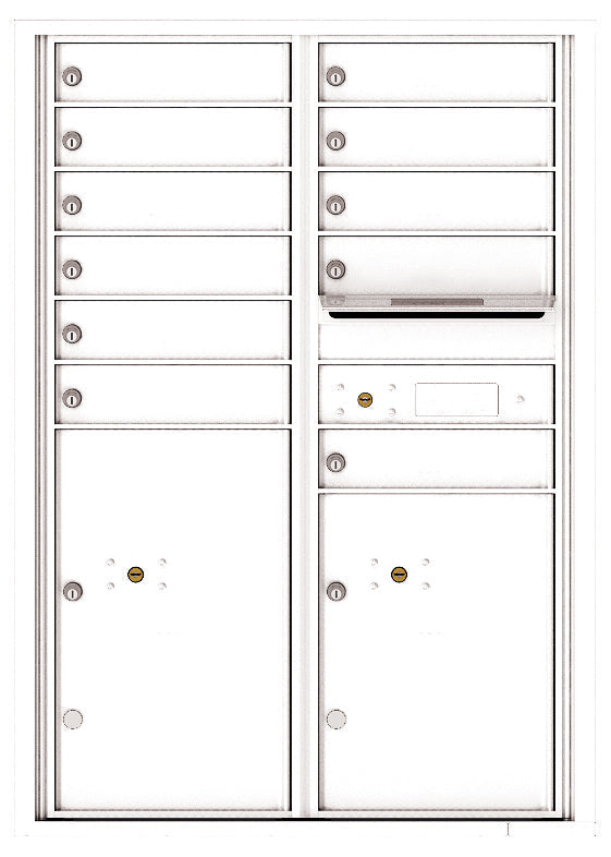 Versatile Front Loading Commercial Mailbox with 11 Tenant Doors and 2 Parcel Lockers - Double Column-White (WH)