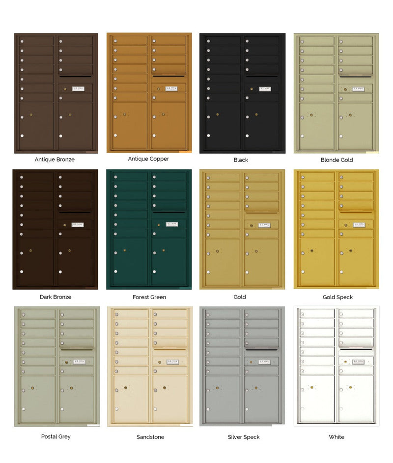 Florence 4C Horizontal Mailbox - 12 Doors, 2 Parcel Lockers - 12 Doors High Private Access