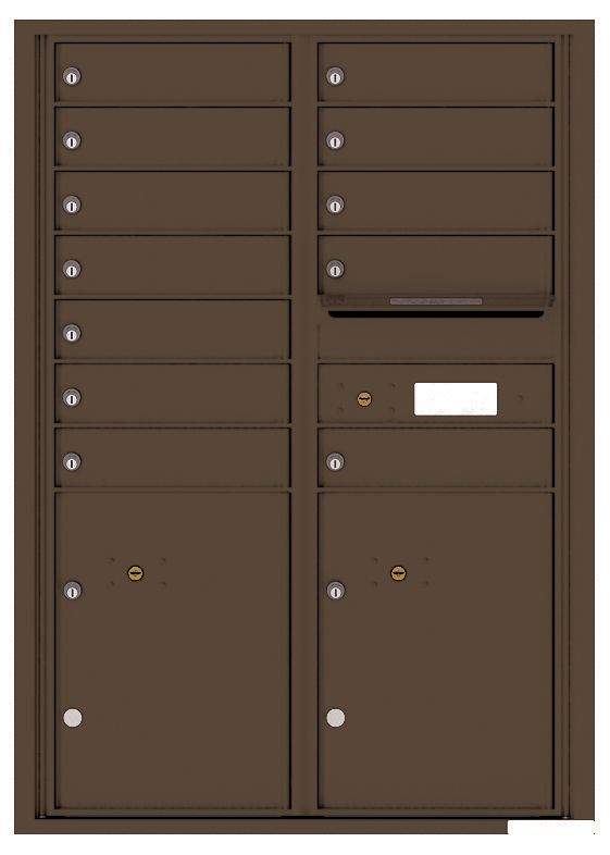 Versatile Front Loading Commercial Mailbox with 12 Tenant Doors and 2 Parcel Lockers - Double Column-Antique Bronze (AB)