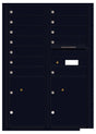 Versatile Front Loading Commercial Mailbox with 12 Tenant Doors and 2 Parcel Lockers - Double Column-Black (BK)