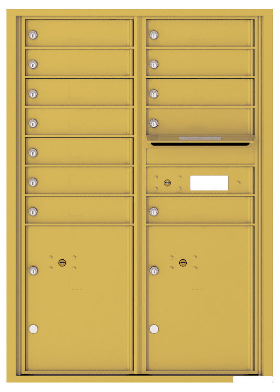 Versatile Front Loading Commercial Mailbox with 12 Tenant Doors and 2 Parcel Lockers - Double Column-Gold Speck (GS)