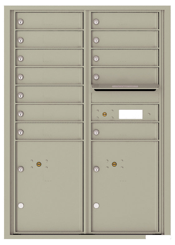 Versatile Front Loading Commercial Mailbox with 12 Tenant Doors and 2 Parcel Lockers - Double Column-Postal Grey (PG)