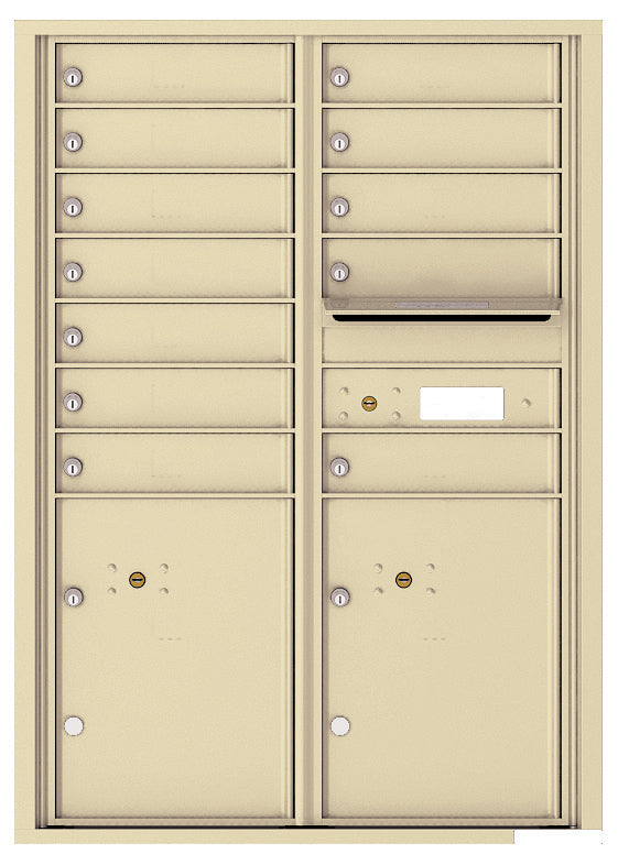 Versatile Front Loading Commercial Mailbox with 12 Tenant Doors and 2 Parcel Lockers - Double Column-Sandstone (SD)