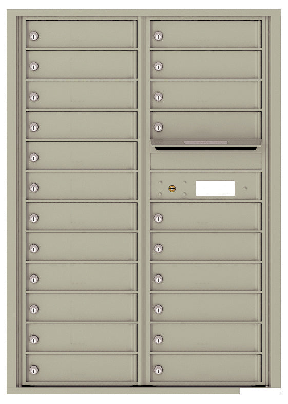 Versatile Front Loading Commercial Mailbox with 22 Tenant Doors and Outgoing Mail Slot - Double Column-Postal Grey (PG)