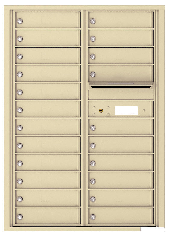 Versatile Front Loading Commercial Mailbox with 22 Tenant Doors and Outgoing Mail Slot - Double Column-Sandstone (SD)