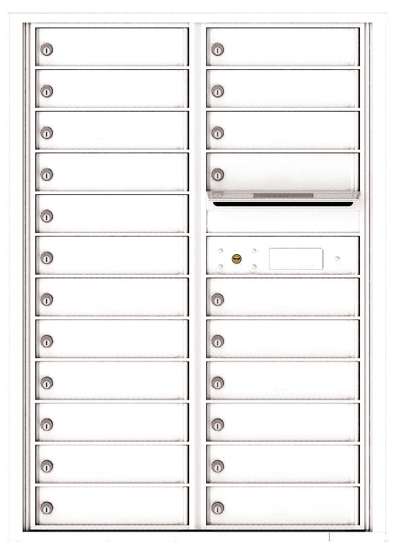 Versatile Front Loading Commercial Mailbox with 22 Tenant Doors and Outgoing Mail Slot - Double Column-White (WH)