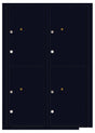 Versatile Front Loading Fully Recessed Double Column Commercial Mailbox with 4 Parcel Lockers-Black (BK)