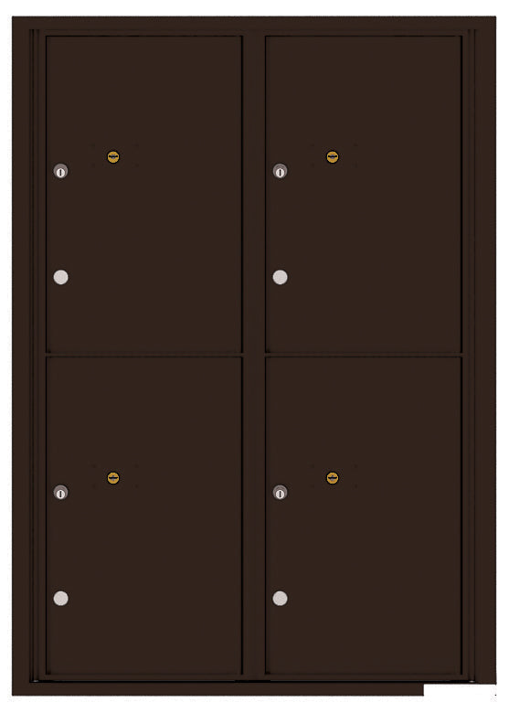 Versatile Front Loading Fully Recessed Double Column Commercial Mailbox with 4 Parcel Lockers-Dark Bronze (DB)
