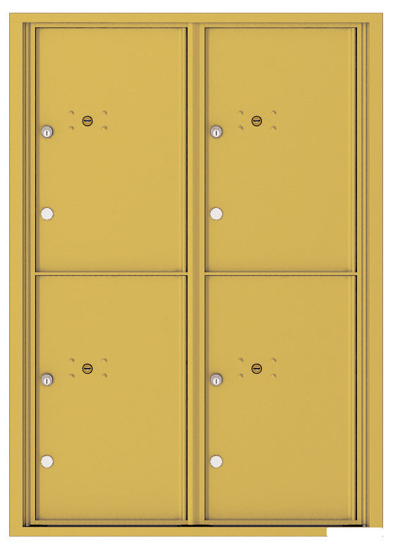 Versatile Front Loading Fully Recessed Double Column Commercial Mailbox with 4 Parcel Lockers-Gold Speck (GS)