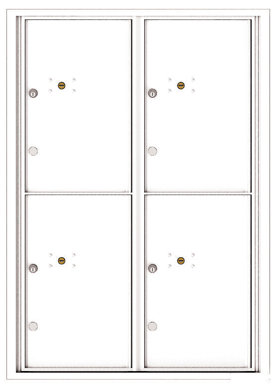 Versatile Front Loading Fully Recessed Double Column Commercial Mailbox with 4 Parcel Lockers-White (WH)