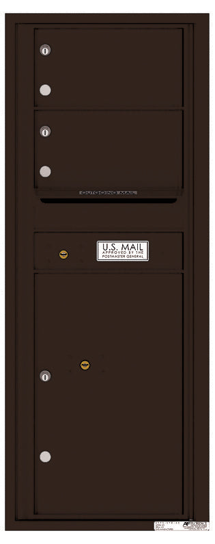 Versatile Front Loading Commercial Mailbox with 2 Tenant Doors and 1 Parcel Locker - Single Column-Dark Bronze (DB)