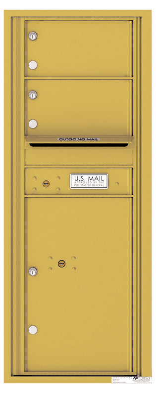Versatile Front Loading Commercial Mailbox with 2 Tenant Doors and 1 Parcel Locker - Single Column-Gold Speck (GS)