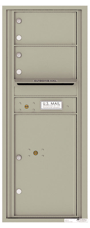 Versatile Front Loading Commercial Mailbox with 2 Tenant Doors and 1 Parcel Locker - Single Column-Postal Grey (PG)