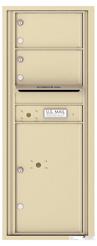 Versatile Front Loading Commercial Mailbox with 2 Tenant Doors and 1 Parcel Locker - Single Column-Sandstone (SD)