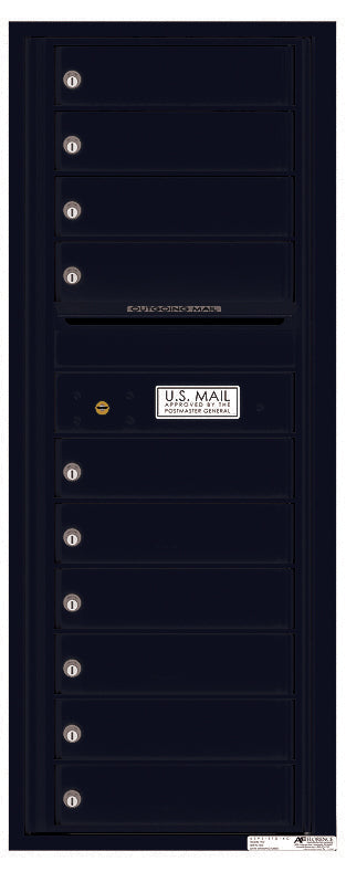 Versatile Front Loading Commercial Mailbox with 10 Tenant Doors and Outgoing Mail Slot - Single Column-Black (BK)