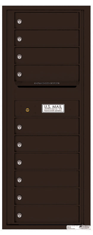 Versatile Front Loading Commercial Mailbox with 10 Tenant Doors and Outgoing Mail Slot - Single Column-Dark Bronze (DB)