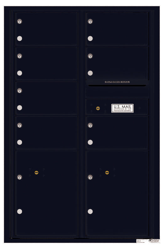 Versatile Front Loading Commercial Mailbox with 7 Tenant Compartments and 2 Parcel Lockers - Double Column-Black (BK)
