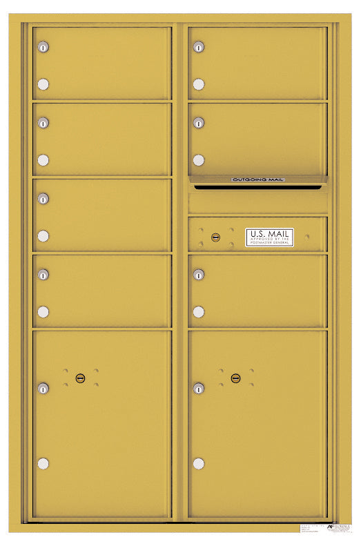 Versatile Front Loading Commercial Mailbox with 7 Tenant Compartments and 2 Parcel Lockers - Double Column-Gold Speck (GS)