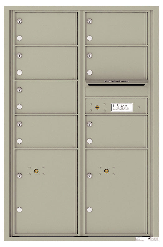 Versatile Front Loading Commercial Mailbox with 7 Tenant Compartments and 2 Parcel Lockers - Double Column-Postal Grey (PG)