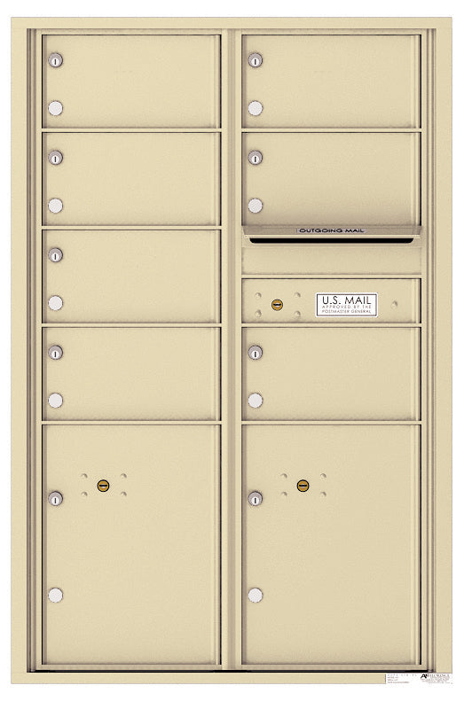 Versatile Front Loading Commercial Mailbox with 7 Tenant Compartments and 2 Parcel Lockers - Double Column-Sandstone (SD)