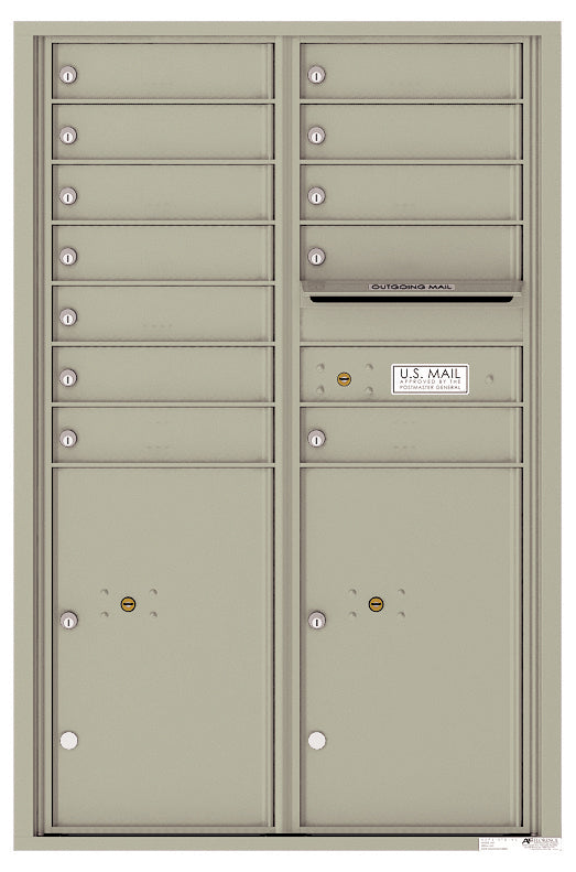 Versatile Front Loading Commercial Mailbox with 12 Tenant Compartments and 2 Parcel Lockers - Double Column-Postal Grey (PG)