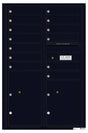 Versatile Front Loading Commercial Mailbox with 13 Tenant Compartments and 2 Parcel Lockers - Double Column-Black (BK)