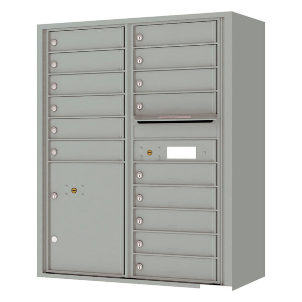 Florence 4C Horizontal Mailbox - 15 Doors, 2 Parcel Lockers - 13 Doors High Private Access