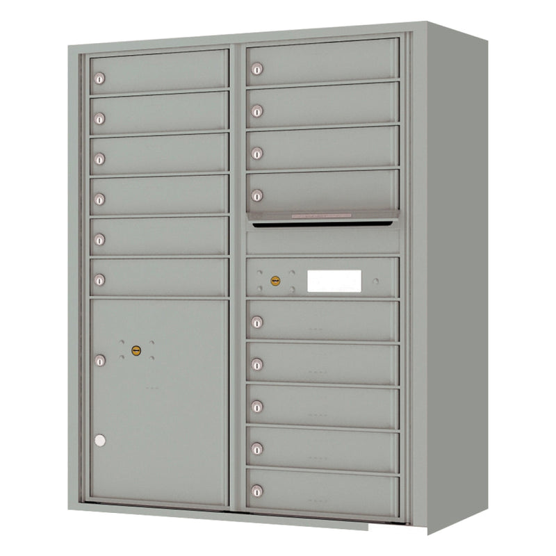 Florence 4C Horizontal Mailbox - 15 Doors, 2 Parcel Lockers - 13 Doors High Private Access