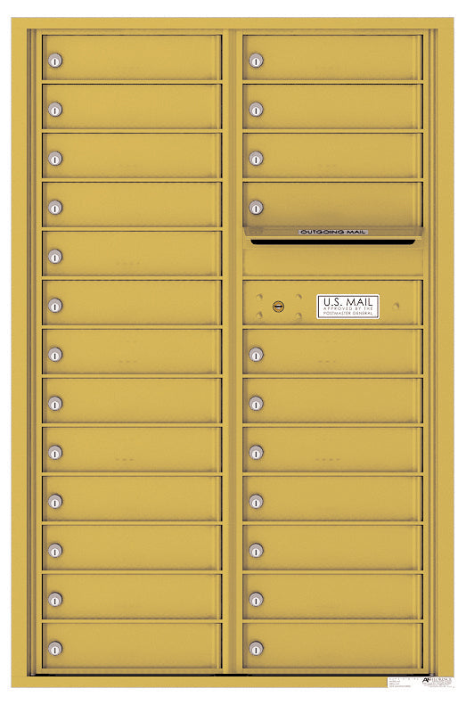 Versatile Front Loading Commercial Mailbox with 24 Tenant Compartments and Outgoing Mail Slot - Double Column-Gold Speck (GS)