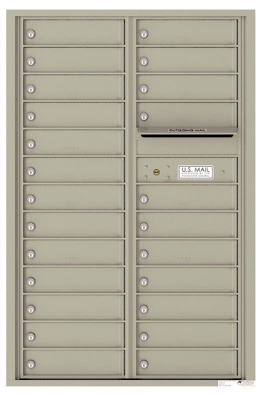 Versatile Front Loading Commercial Mailbox with 24 Tenant Compartments and Outgoing Mail Slot - Double Column-Postal Grey (PG)