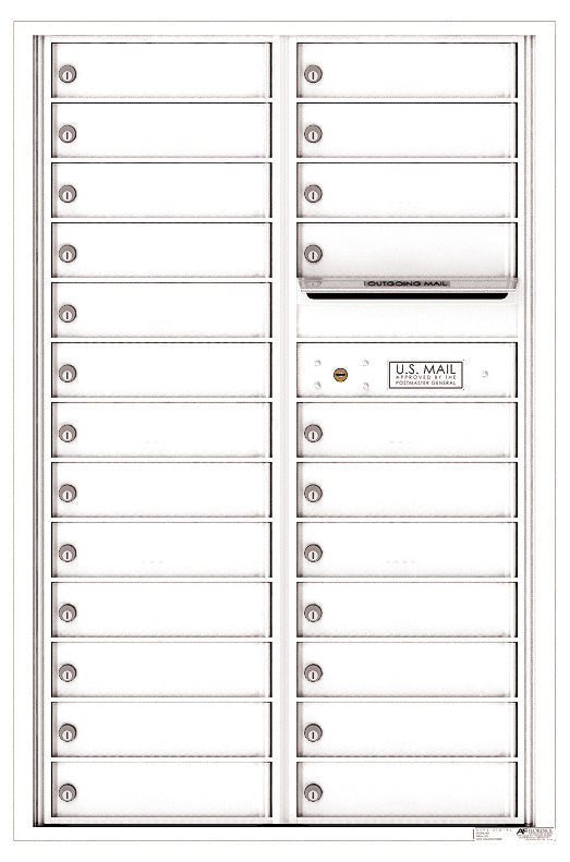 Versatile Front Loading Commercial Mailbox with 24 Tenant Compartments and Outgoing Mail Slot - Double Column-White (WH)