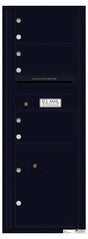 Versatile Front Loading Commercial Mailbox with 3 Tenant Compartments and 1 Parcel Locker - Single Column-Black (BK)