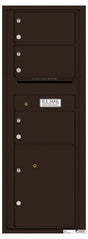 Versatile Front Loading Commercial Mailbox with 3 Tenant Compartments and 1 Parcel Locker - Single Column-Dark Bronze (DB)