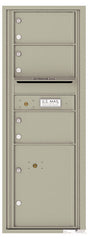 Versatile Front Loading Commercial Mailbox with 3 Tenant Compartments and 1 Parcel Locker - Single Column-Postal Grey (PG)