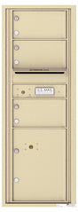 Versatile Front Loading Commercial Mailbox with 3 Tenant Compartments and 1 Parcel Locker - Single Column-Sandstone (SD)