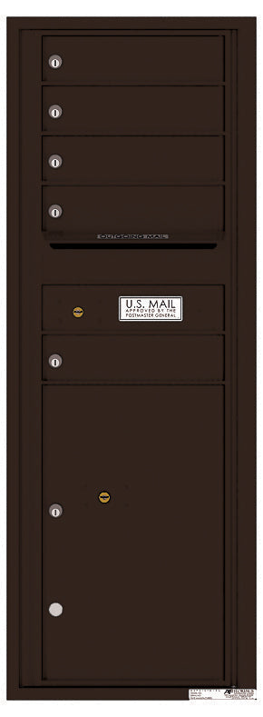Versatile Front Loading Commercial Mailbox with 5 Tenant Compartments and 1 Parcel Locker - Single Column-Dark Bronze (DB)