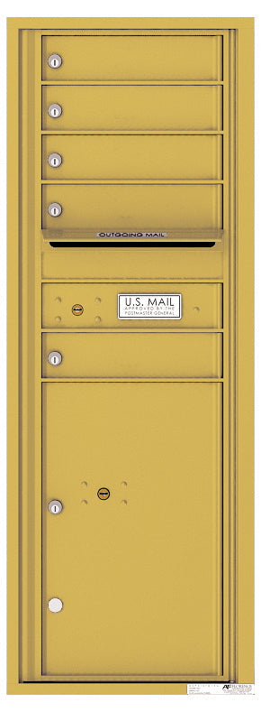 Versatile Front Loading Commercial Mailbox with 5 Tenant Compartments and 1 Parcel Locker - Single Column-Gold Speck (GS)