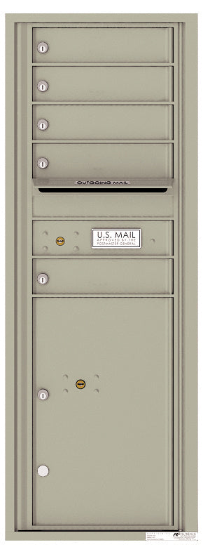 Versatile Front Loading Commercial Mailbox with 5 Tenant Compartments and 1 Parcel Locker - Single Column-Postal Grey (PG)