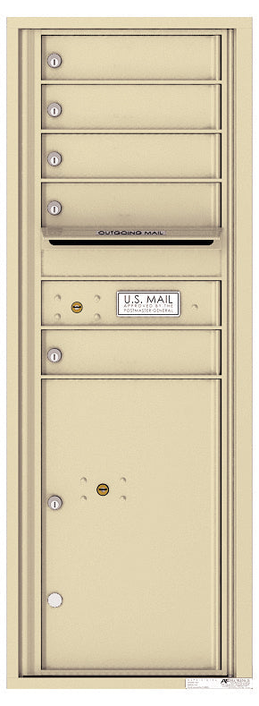 Versatile Front Loading Commercial Mailbox with 5 Tenant Compartments and 1 Parcel Locker - Single Column-Sandstone (SD)
