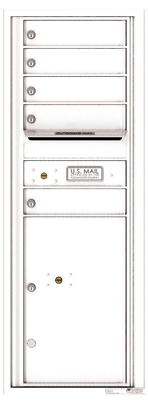 Versatile Front Loading Commercial Mailbox with 5 Tenant Compartments and 1 Parcel Locker - Single Column-White (WH)